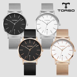 TORSO 토르소 T102M-MS 카리아 데이트 워치 남성 메탈 메쉬 밴드 시계