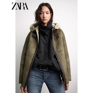 자라 양털 후드 무스탕 점퍼 zara