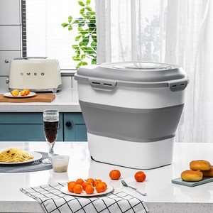 MIRTS 접다 쌀보관통 쌀통 진공쌀통25kg, 그레이, 1개