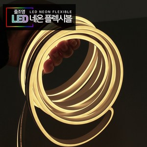 LED바 네온 플렉시블 IP65방수 줄조명 1롤 5M - 간접 면발광 인테리어 무드등 카페 매장, 웜화이트, 1개