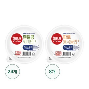 햇반 라이스플랜 렌틸콩현미24 + 파로통곡물8 총32개, 없음, 190g, 1세트