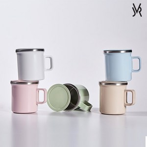 JVR (4P 1SET) 모노 스텐머그 360ml, 4개, 베이지+핑크+블루+그린