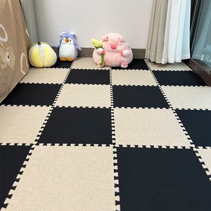 패밀리 퍼즐 매트 층간소음매트 면과마 옷감으로 두께 1CM (12장 set), 12개, 베이지*블랙