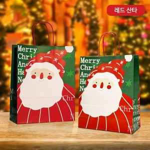 BNL 친환경 크라프트 X-mas 산타 쇼핑백 10p [17.5*10*23cm] 레드산타 옐로우산타 크리스마스쇼핑백 산타포장 선물포장, 10개, 레드산타 쇼핑백