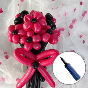 DIY 요술 풍선 블랙핑크 꽃다발 + 손펌프 by 파티아일랜드, DIY 요술 풍선 블랙핑크 꽃다발+손펌프, 1개