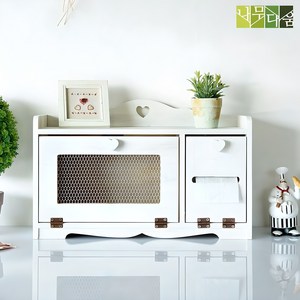 나무다움 원목 다용도 티슈수납함 정리함 다용도수납장, 화이트