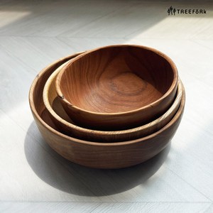 트리포크 티크 원형 우드 볼, LARGE_16cm, 1개