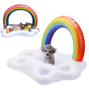 강아지튜브 레인보우 애견튜브 동물튜브 물놀이 수영, 레인보우 투명