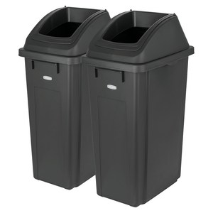 프랑코 한방에 분리수거함 50L 2개세트 (슬림오픈형), 블랙