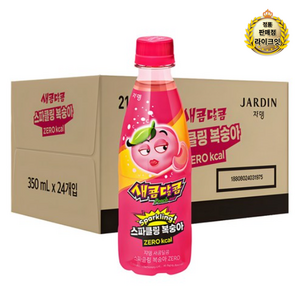 새콤달콤 쟈뎅 스파클링 복숭아 제로 탄산음료, 350ml, 24개