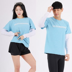 어썸블리 ~2XL까지 남여공용 커플 반팔 긴팔 래쉬가드 수영복 상의