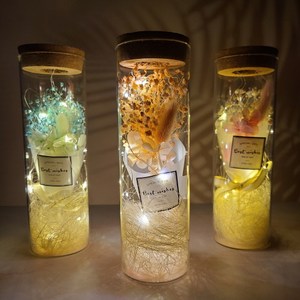 메나스타 LED 꽃유리병 무드등 특별한 프리저브드플라워 말린 안개 꽃다발 여자친구 생일 기념일 선물 미니 드라이플라워 유리돔 보관함, 3.민트