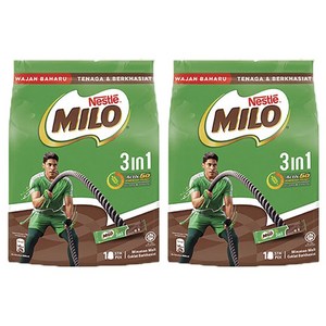 MILO 3인1 밀크 초콜릿 코코아 파우더, 2개, 33g, 18개입