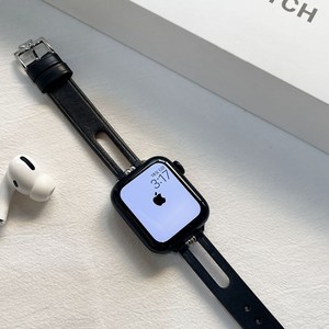 헤브온 애플워치 호환 클래식 버클 가죽 스트랩 밴드, 38/40/41mm, 화이트