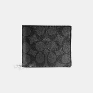 코치 남성 반 지갑 F74993 COACH COMPACT ID WALLET IN SIGNATURE