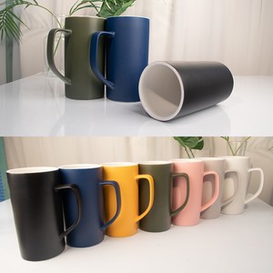 디시위시 컬러 도자기 잔 다비타 투톤 롱머그컵 500ml, 블랙, 1개