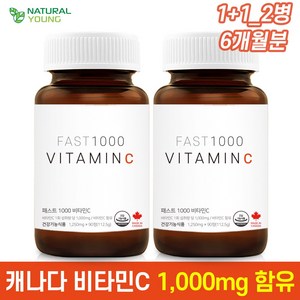 캐나다 FAST 비타민C 1000 내추럴영 180정 6개월분 정품, 2개, 1.25ml