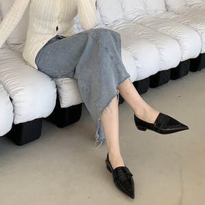 [인기최고][당일발송] 뾰족코 스틸레토 플랫 슈즈 단화 로퍼 0162-001