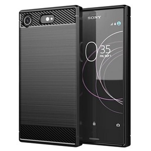 소니 Xpeia XZ1 용 충격 방지 실리콘 케이스 컴팩트 미니 소프트 폰 커버 탄소 섬유, [02] Sony Xpeia XZ1, [01] Black, 02 Sony Xpeia XZ1