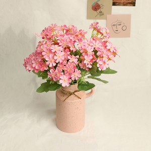 KAKAMORY 성묘 꽃 납골당 미니조화 조화 꽃다발 인테리어 소품 미니 부쉬 6개구성, 리빙스턴데이지, 핑크, 6개