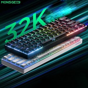 [ XC샵 ] MONSGEEK FUN60 마그네틱축 게이밍 기계식 키보드 FUN60 PRO/MAX/Ulta 시리즈 유선8k 61키배열 RGB 4000mah, 현광마그네틱축, RGB블랙, FUN60 Ulta-유선8K-TMR