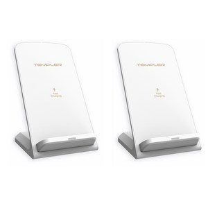 1+1 템플러 고속 15W 무선충전 거치대 듀얼코일 스탠드, 화이트, 2개입