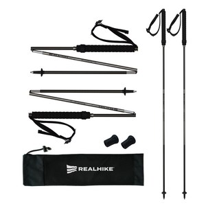 리얼하이크 국내제작 초경량 140g 1set (2ea) 듀랄루민7001 접이식 등산 스틱 노마드폴 2개, 티타늄그레이, 1세트