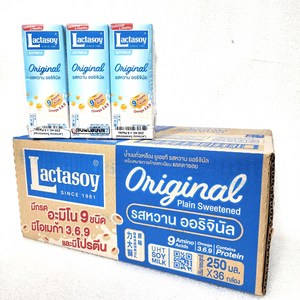 Lactasoy Original Soymilk 락타소이 오리지널 worlldfood, 250ml, 36개