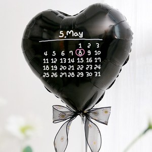 루미다 달력풍선 생일 기념일 파티용 하트스티커 포함 선물세트, 루미다체, 1세트, 블랙11월