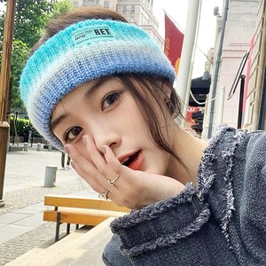 톡톡창고 투톤 그라데이션 와이드 니트 헤어밴드 넓은 밴드 반다나 머리 헤어터번