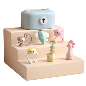 고려베이비 동물 딸랑이 치발기 세트 신상아 아기 백일 출산 준비 선물, 동물딸랑이 6종세트