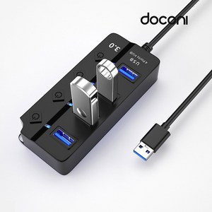 도코니 3.0 USB 허브 4포트, 블랙 USB 3.0, 1개