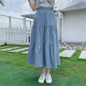 [베리트] 3단 허리 밴드 롱 데님 청치마 스커트 VT-671