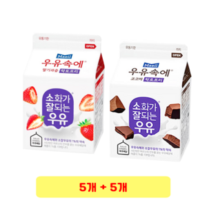 매일유업 우유속에 딸기과즙 락토프리 300ml + 우유속에 코코아 락토프리 300ml, 5개, 5개