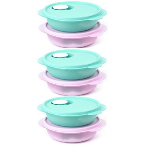 타파웨어 원형 밀폐용기 전자레인지 반찬통 보울 냉장 보관 Tupperware 400ml 6종세트, [01] 6개 세트(핑크,블루민트), 1개