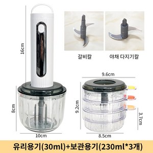 씽크라이프 전동 만능 야채 다지기 2종 칼날 + 유리용기 1개 + 컬러 보관용기 3개, TC-A18(화이트)
