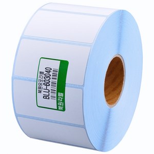 유포지 60X30mm 지관40mm 방수 롤 라벨스티커 BLU-603040
