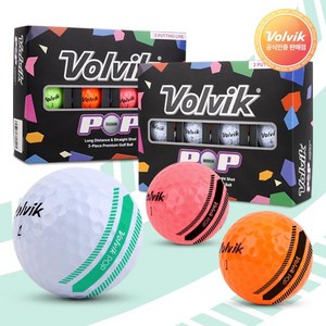 [VOLVIK] 볼빅 팝 3피스 골프공 1더즌 (12구), 레인보우, 12개입, 1개