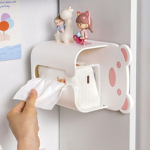 허브코코 곰돌이 벽걸이 무타공 티슈케이스, 2개, 코코화이트핑크