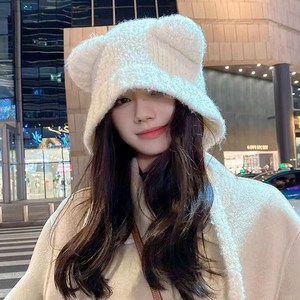 글램디아 곰돌이 바라클라바 귀덮는 모자 뽀글이 니트 털모자