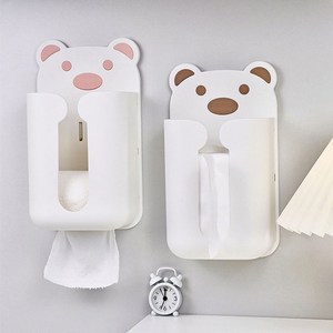 허브코코 곰돌이 벽걸이 무타공 티슈케이스, 2개, 코코화이트브라운