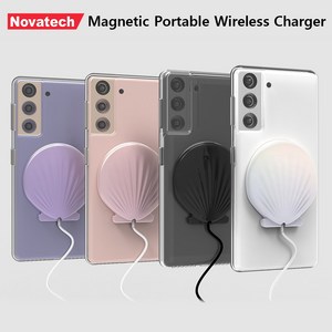 노바텍 마그네틱 고속 무선충전기 15W 갤럭시 아이폰 맥세이프 충전기, 바이올렛, 1개