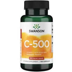 스완슨 비타민 C 로즈 힙 포함 500mg 캡슐, 1개, 100정