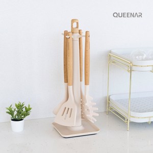 [퀸나] 러빙쿡 우드 실리콘 키친툴 5종 세트 QNKT-5000S, 1개