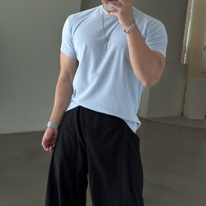 빠델 남성용 데일리 머슬핏 헬스 운동 무지 반팔티셔츠