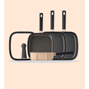 에피하우스 사각바로팬 IH 5P세트(20cm+24cm+26cm+26cm딥팬+유리뚜껑) 후라이팬