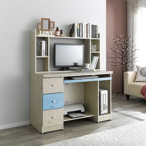 이지웍스 컴퓨터책상+책꽂이 세트 원룸 오피스텔 사무실 입식책상 주니어 학생책상, 워시블루