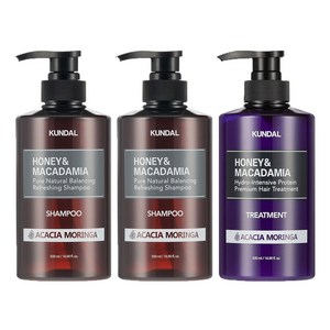 쿤달 네이처샴푸500mlx2개+ 트리트먼트500mlx1개 아카시아모링가향, 1세트