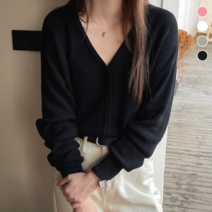 루나스타 여성 크롭 니트 가디건 브이넥 스웨트 숏 자켓 봄가을용