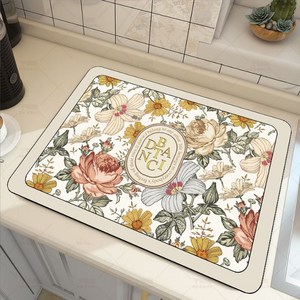 앤시오 플라워 규조토 주방 드라잉매트 식기 건조 매트, B타입 40x50cm, 1개